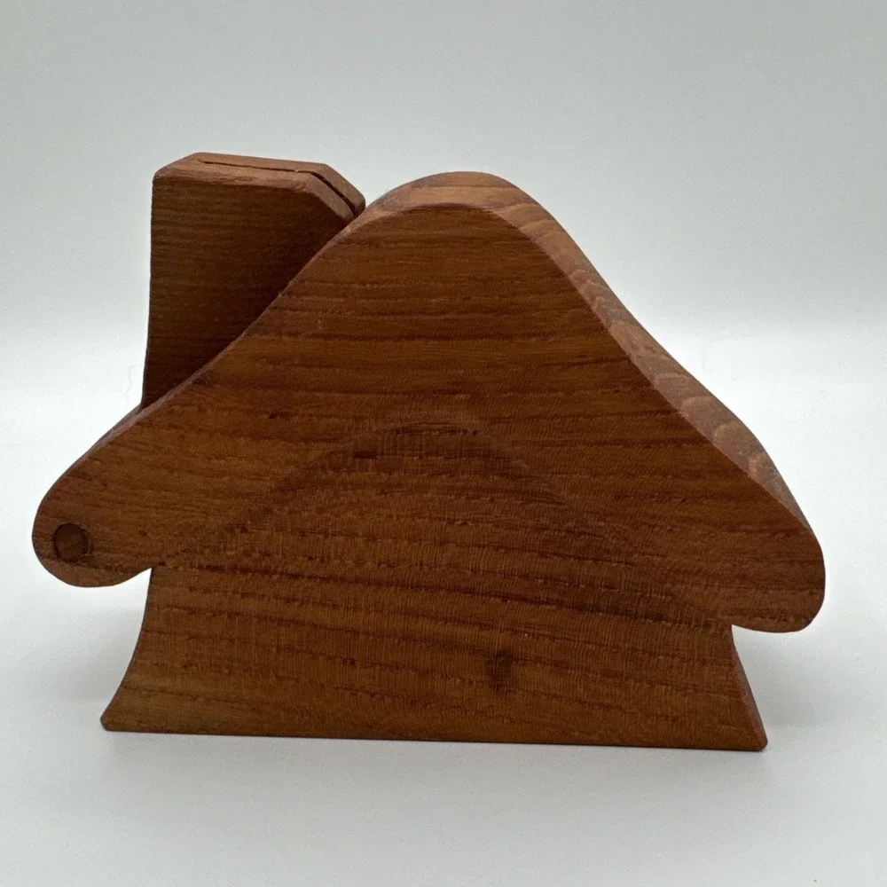 Vintage Handcrafted Teak Wood Log Cabin House Coin Bank Piggy Bank Minimalist 5" - Picture 5 of 11